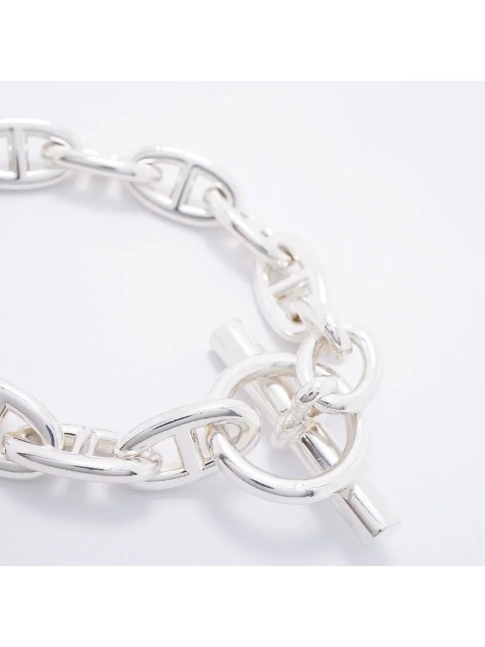 Hermes Bre T Chaine D'ancre GM Silver Bracelet
